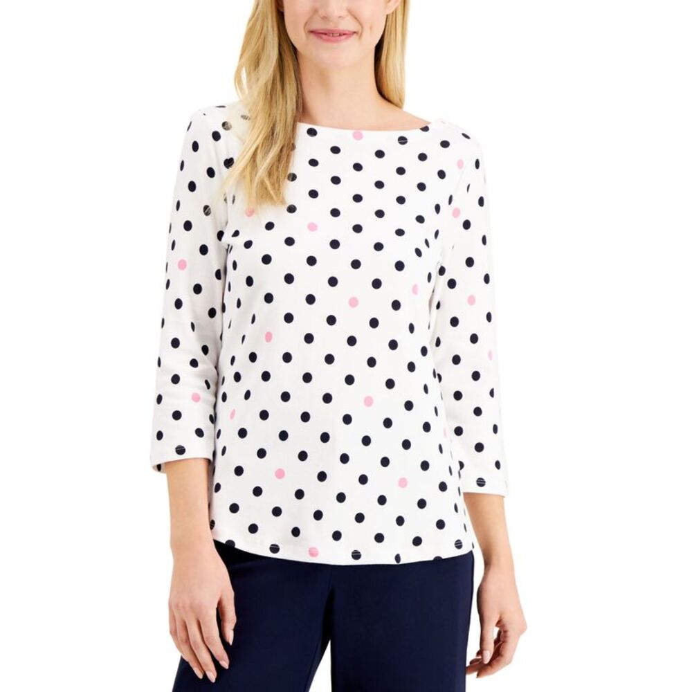 Charter Club Cotton Dot Print Top